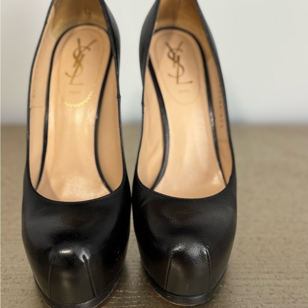 Saint Laurent YSL black patent pumps size 7.5 Hidden platform
